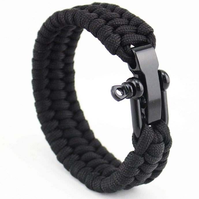 MKENDN Men Stainless Steel Black Leather Bracelet