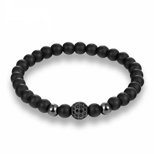MKENDN Men Fashion Black CZ Ball Bracelet