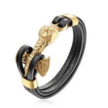 Load image into Gallery viewer, MKENDN Men Double Wolf Leather Bracelet
