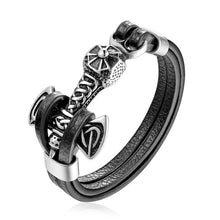 Load image into Gallery viewer, MKENDN Men Double Wolf Leather Bracelet