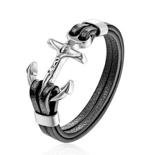 Load image into Gallery viewer, MKENDN Men Double Wolf Leather Bracelet